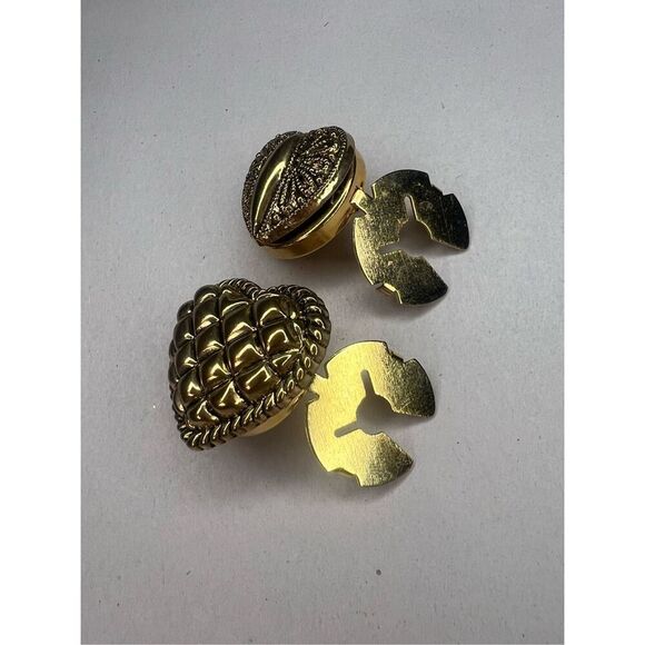 Vintage Heart Clothing Button Covers Set of 2 Gold Tone Embellished Jewelry - Picture 5 of 5